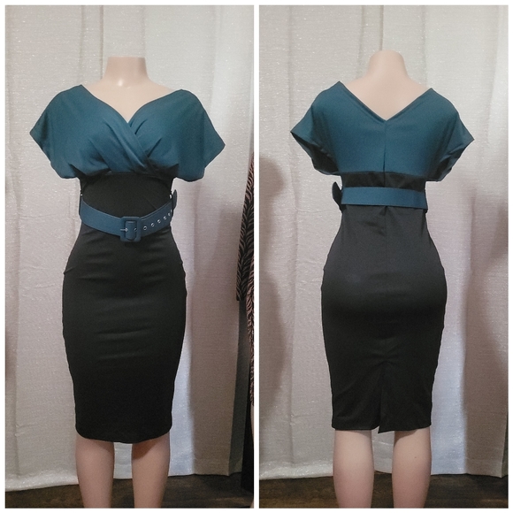 2 color midi dress new size S, M, L, XL, XXL Available - Picture 4 of 13